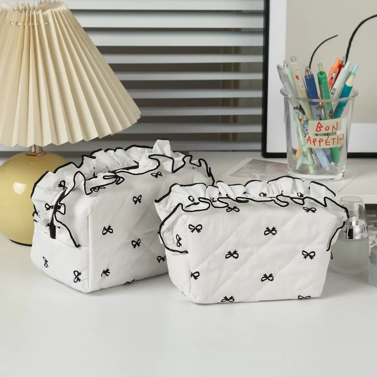 Lace Bow Makeup Bag
