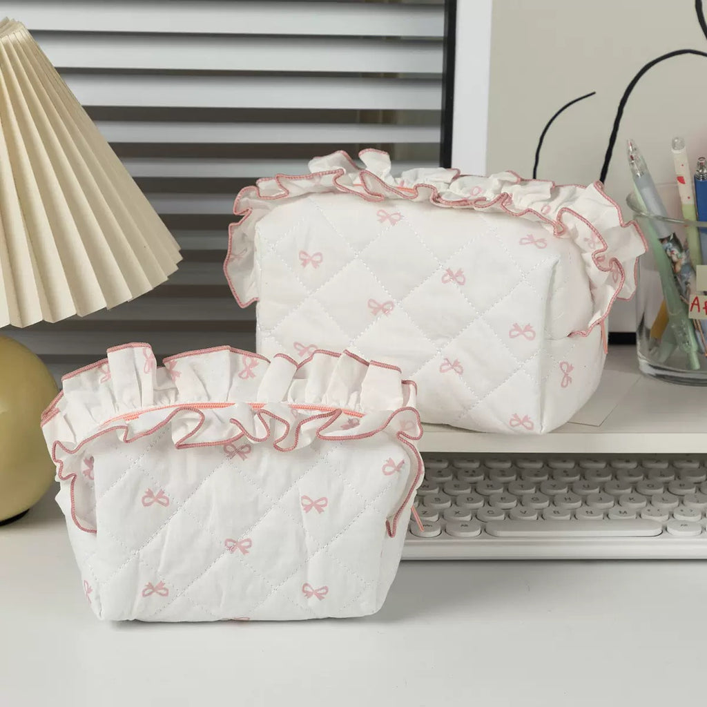 Lace Bow Makeup Bag